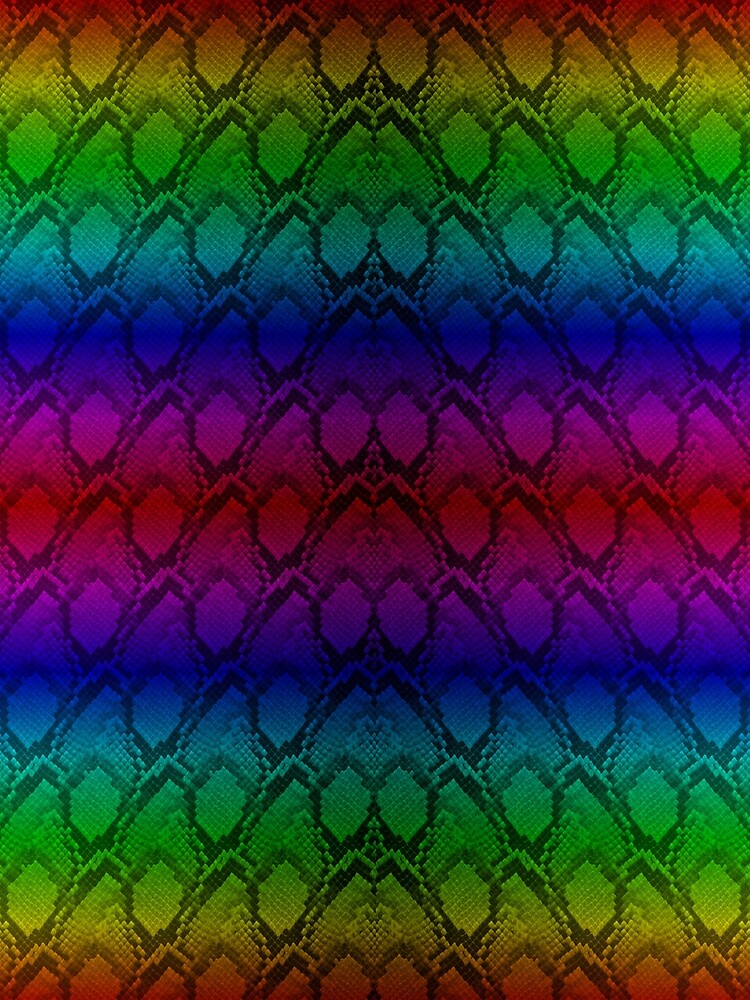 Bright Metallic Rainbow Python Snake Skin Horizontal Reptile Scales by podartist
