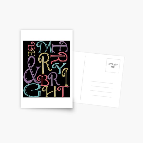 Be Merry and Bright Typography Postcard
