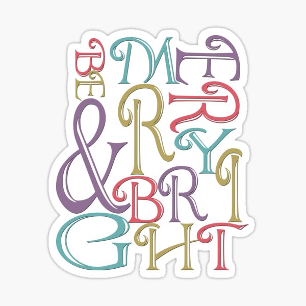 Be Merry and Bright Typography Sticker