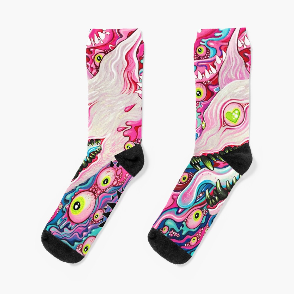 Glitterwolf Acrylic Painting Socks