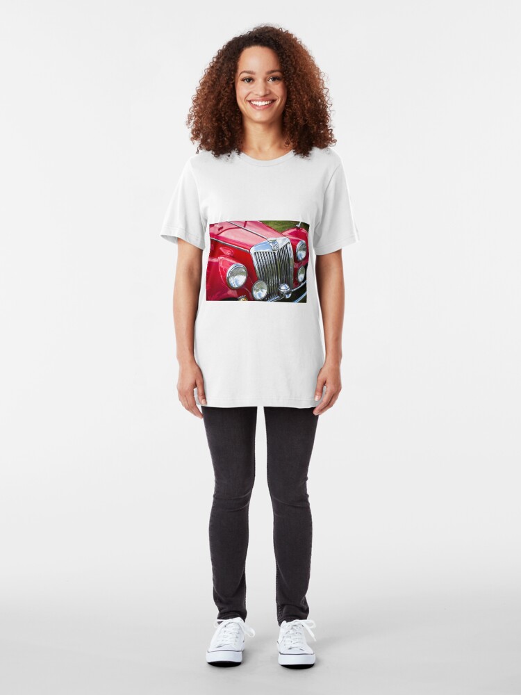 Alternate view of Red MGA Vintage Classic Sports Car Slim Fit T-Shirt