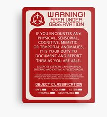 SCP Foundation Red WARNING Signage - Red Background Metal Print