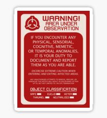 SCP Foundation Red WARNING Signage - Red Background Sticker