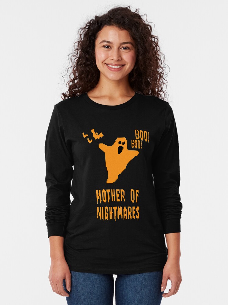 Alternate view of Mother of Nightmares Spooky Halloween Scary Bat Scene. Long Sleeve T-Shirt