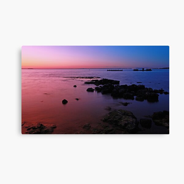 Evening Twilight - Half Moon Bay, Black Rock Canvas Print