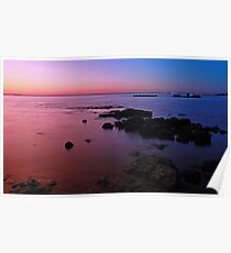 Evening Twilight - Half Moon Bay, Black Rock Poster