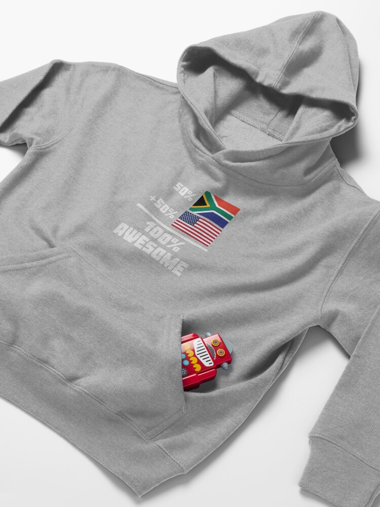 Alternate view of 50% South African 50% American 100% Awesome Funny Flag Kids Pullover Hoodie