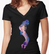Michael Jackson Birthday Tribute Women's Fitted V-Neck T-Shirt
