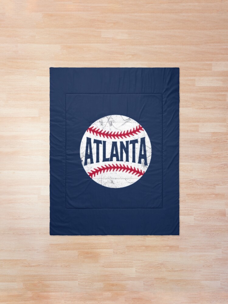 Atlanta Braves Faded Baseball Blue Comforter By Americanteeco