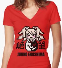 Junko Enoshima Pixel Women's Fitted V-Neck T-Shirt