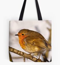 Robin in winter sun Tote Bag
