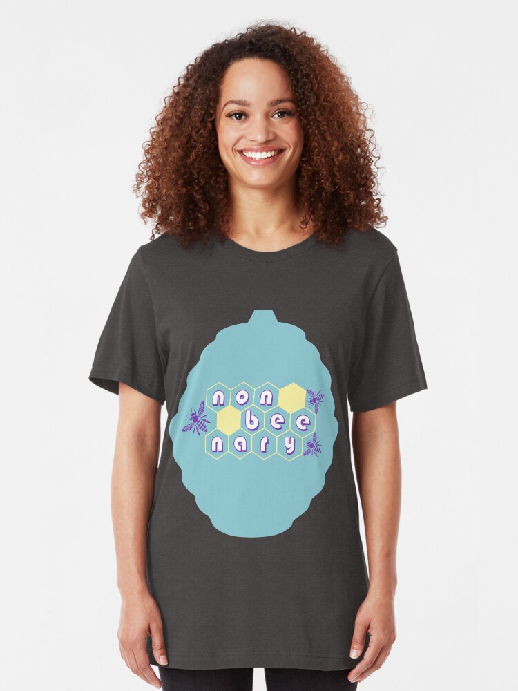Alternate view of Non-beenary bee hive design Slim Fit T-Shirt