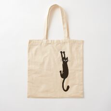 Schwarze Katze, die ein hält Baumwolltasche