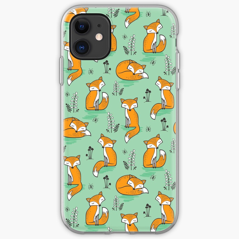 Dreamy Fox in Green iPhone Case & Cover