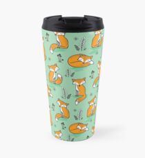 Dreamy Fox in Green Travel Mug