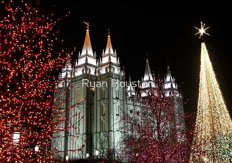 "Salt Lake Temple December Christmas Lights" by Ryan Houston Redbubble