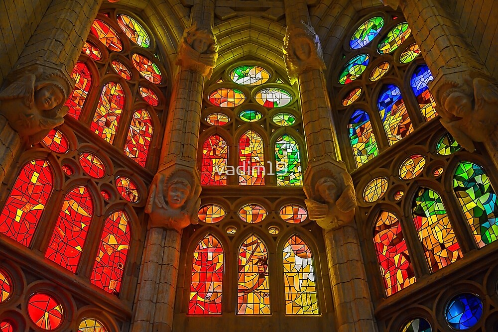 Spain Catalonia Barcelona Sagrada Familia Stained Glass Windows By Vadim19 Redbubble