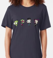 8-Bit Invader Zim Characters Slim Fit T-Shirt