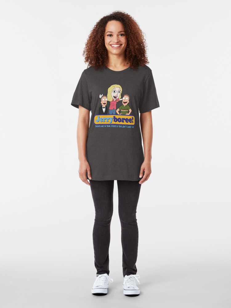 Alternate view of Jerryboree - Jerry Daycare inspired by Rick and Morty Slim Fit T-Shirt