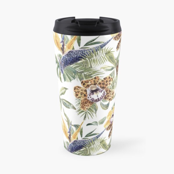 Jungle Animal Print Orchids Travel Mug
