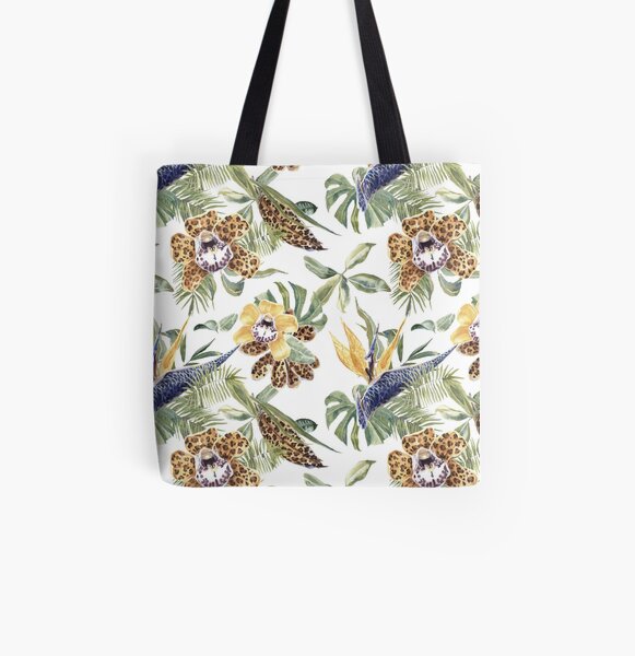 Jungle Animal Print Orchids All Over Print Tote Bag