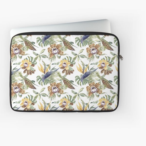 Jungle Animal Print Orchids Laptop Sleeve
