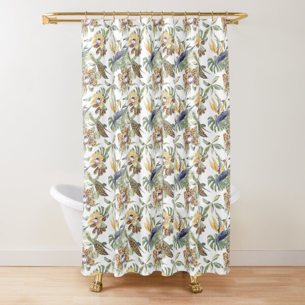 Jungle Animal Print Orchids Shower Curtain