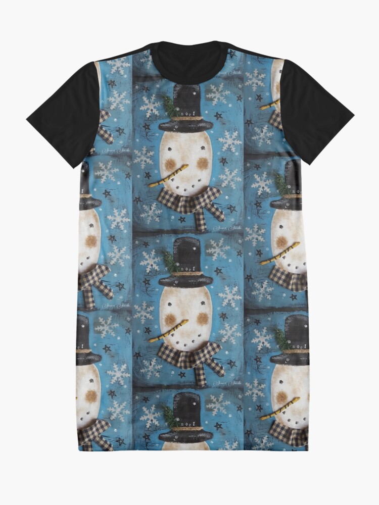 Alternate view of Frosty Primitive Snowman Graphic T-Shirt Dress