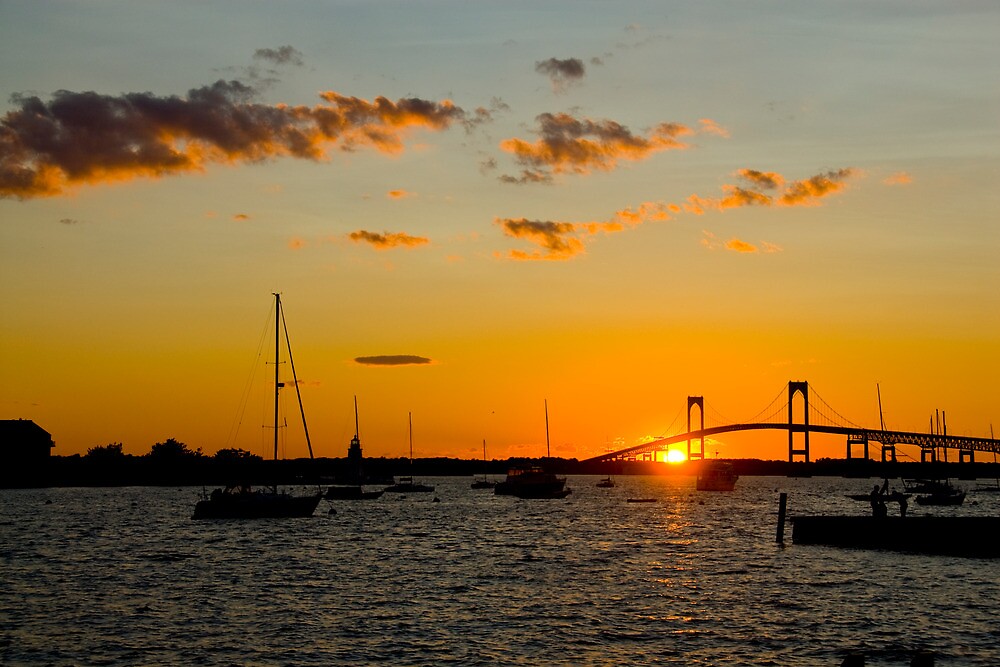 "Newport, RI sunset in the harbor " by Joe Bashour Redbubble