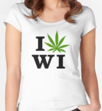 I Love Wisconsin Marijuana Cannabis Weed Women's Fitted Scoop T-Shirt