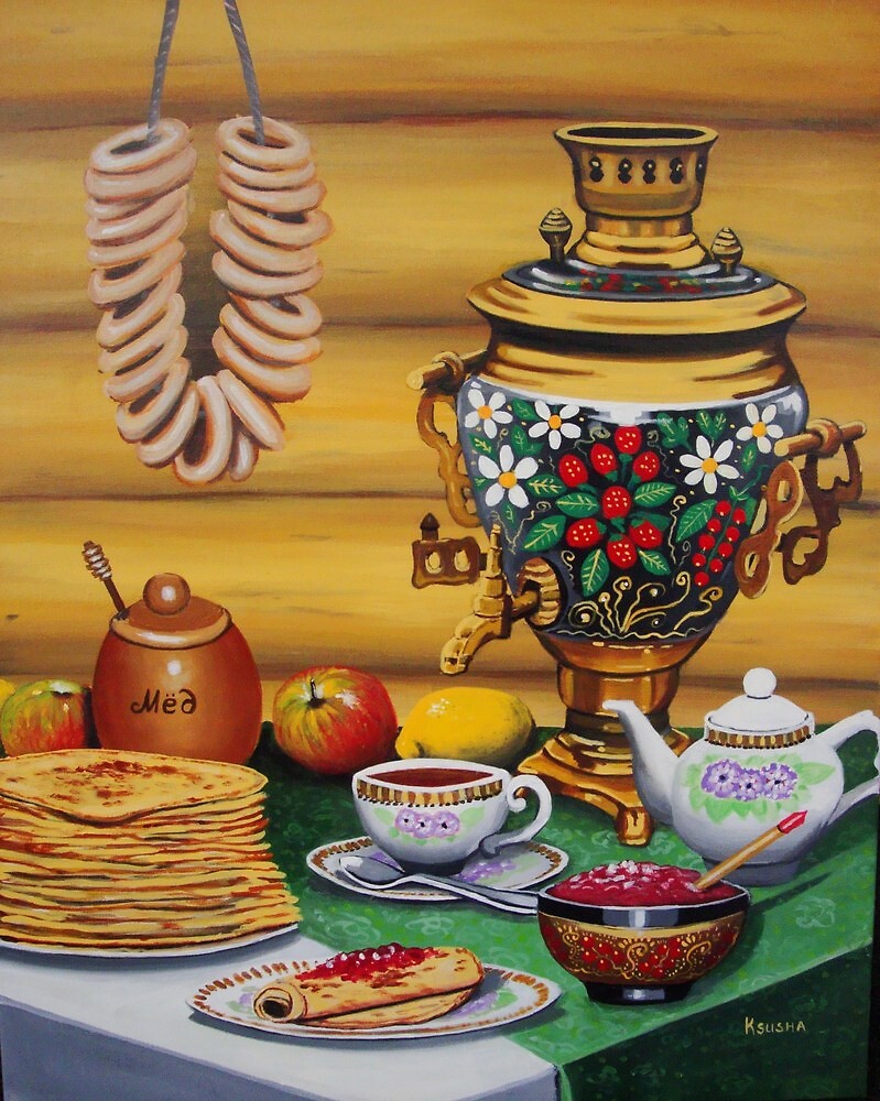 &quot;Russian Tea Time with Samovar&quot; by artbyksusha | Redbubble