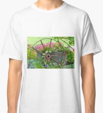 Vintage Wheel Garden Scene - Digital Oil Classic T-Shirt