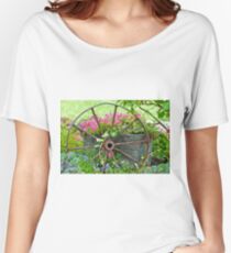 Vintage Wheel Garden Scene - Digital Oil Women's Relaxed Fit T-Shirt