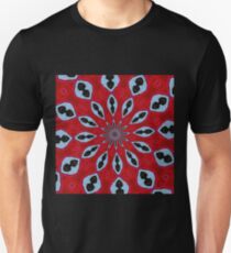 Patterned Kaleidoscope in Red and Light Blue Unisex T-Shirt