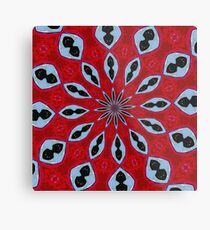 Patterned Kaleidoscope in Red and Light Blue Metal Print