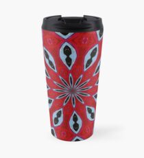 Patterned Kaleidoscope in Red and Light Blue Travel Mug