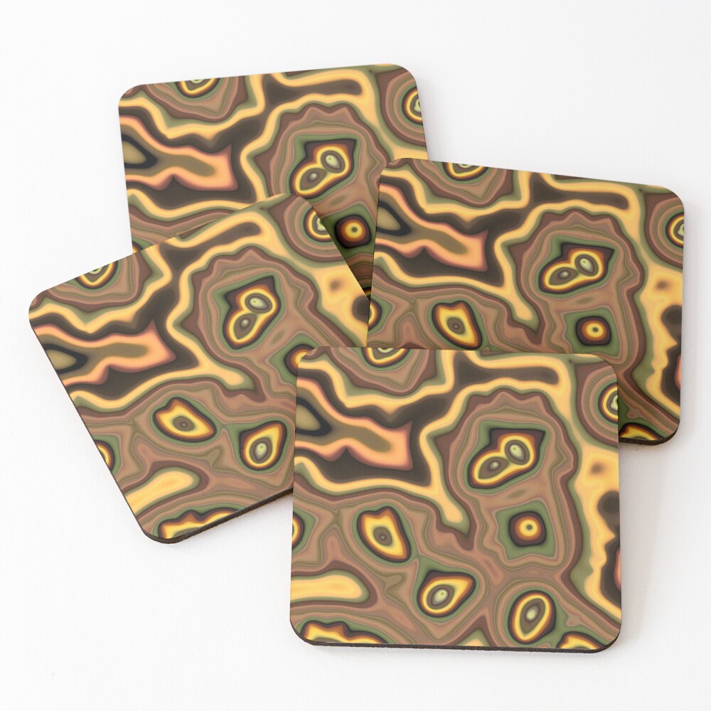 Teal Outlines Coasters (Set of 4)