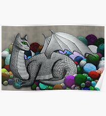 Tabby Dragon with Yarn Hoard Poster