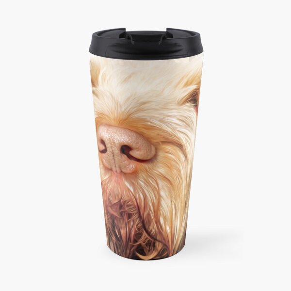 Orange and White Italian Spinone Dog Head Shot Travel Mug