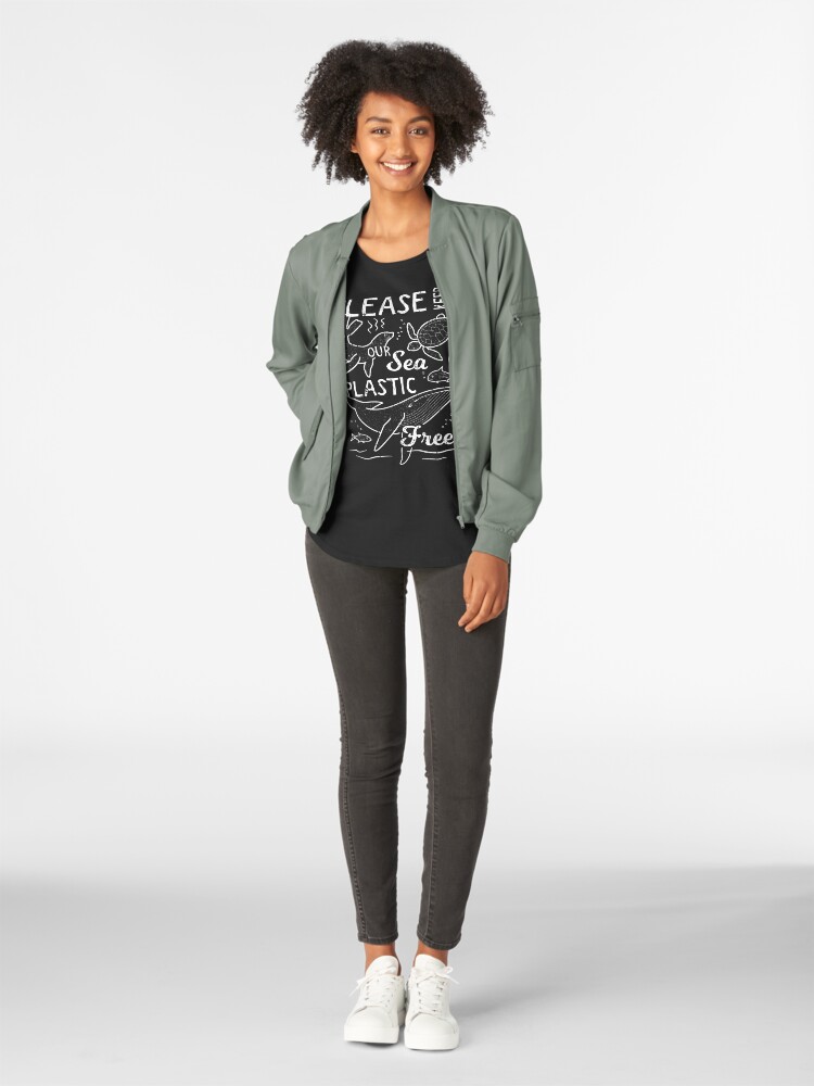 Alternate view of Please Keep Our Sea Plastic Free - Marine Animals Premium Scoop T-Shirt
