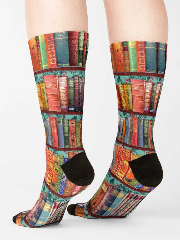 Alternate view of Christmas vintage books, holly Socks