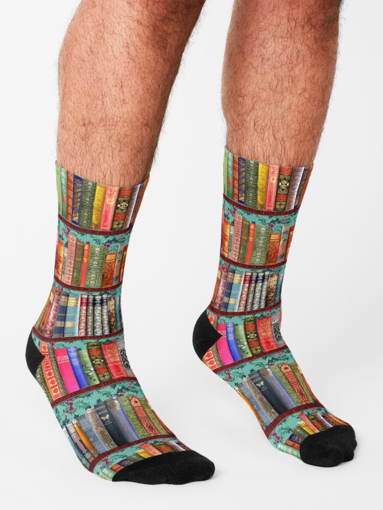 Alternate view of Christmas vintage books, holly Socks