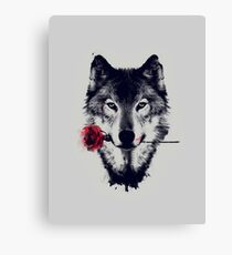 The Wolf With a Rose Canvas Print