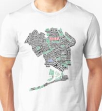 Queens New York Map Typography Unisex T-Shirt