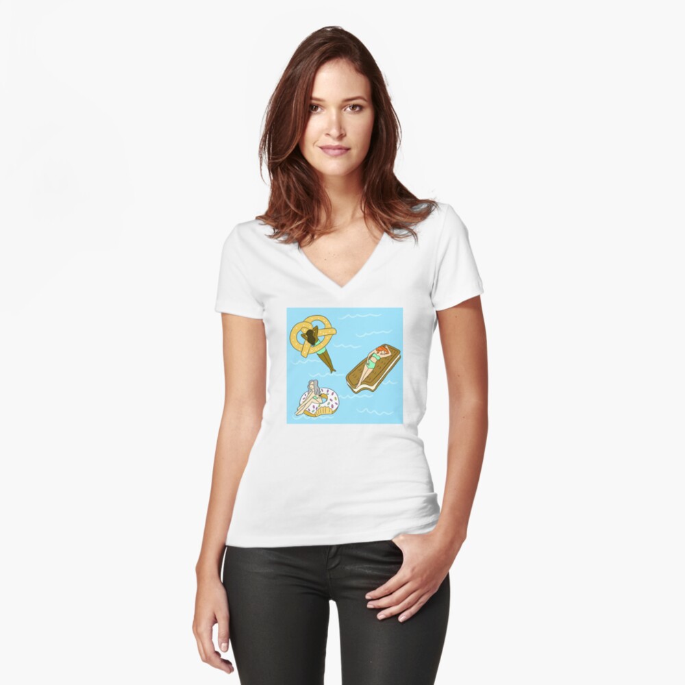 Foodie Pool Party Fitted V-Neck T-Shirt