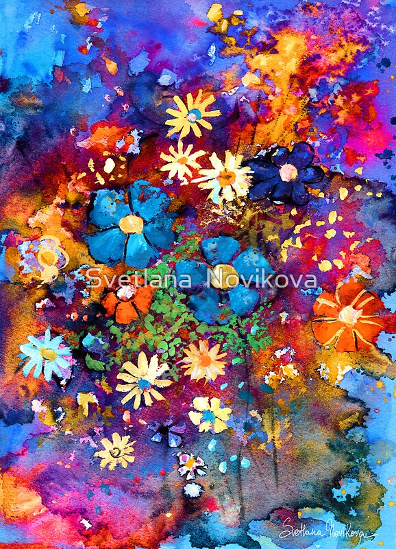 "Vibrant Abstract Flowers Painting" By Svetlana Novikova | Redbubble