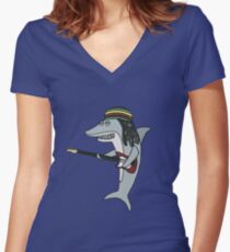 Reggae shark Women's Fitted V-Neck T-Shirt