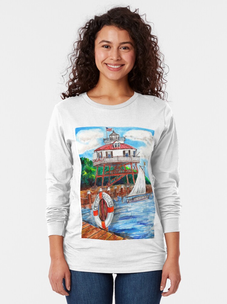 Alternate view of Drum point Lighthouse Calvert County Maryland Long Sleeve T-Shirt
