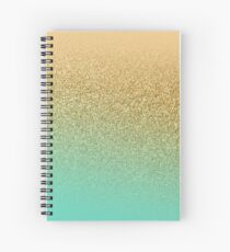 Gold Glitter Aqua Gradient Spiral Notebook