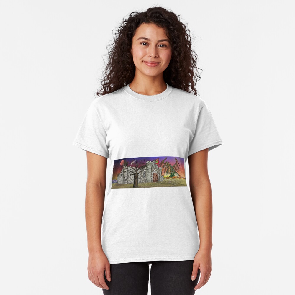 Dark Ruby Moon over Castle Classic T-Shirt